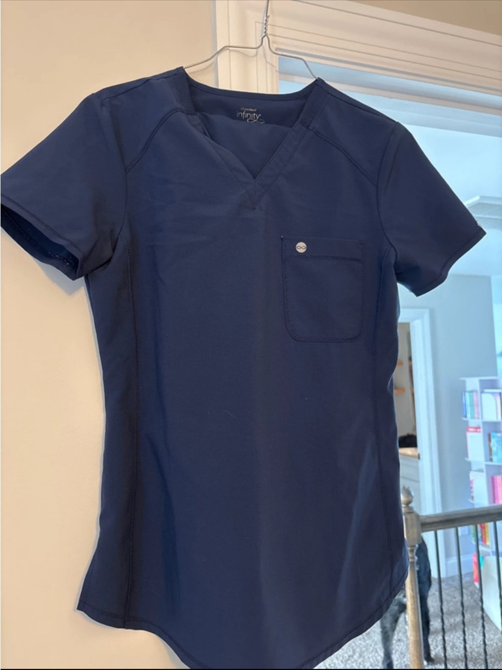 Women's Navy V-Neck Scrub Top by Infinity